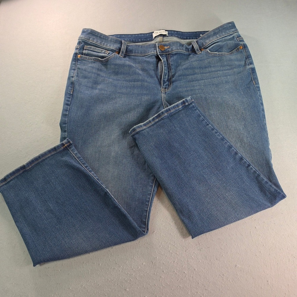 Lane Bryant Blue Medium Wash Straight Leg Jeans Womens Plus Size Raw Hem 18W